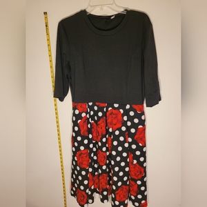 Oxiuly brand dress xl black with white polka dots and red flowers